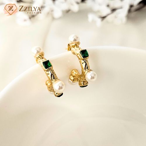 Studded Hoops gold anti tarnish earrings