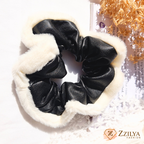 Ebony Luxe Leather Scrunchies