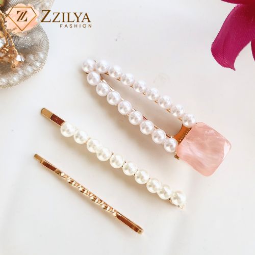 Marble Pearls Cute Kids Hair Clips