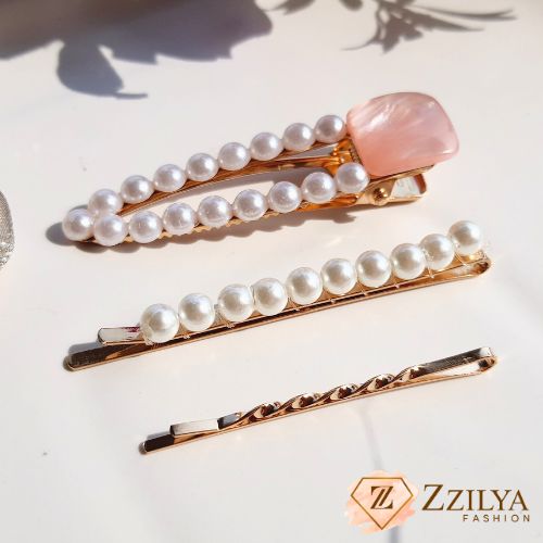 Marble Pearls Cute Kids Hair Clips