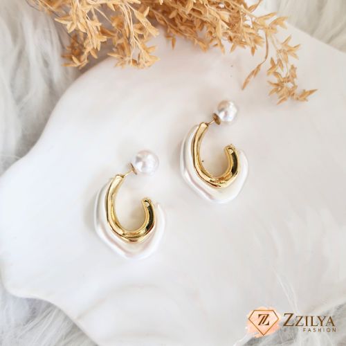 Luxe Anti Tarnish Pearl hoops earrings