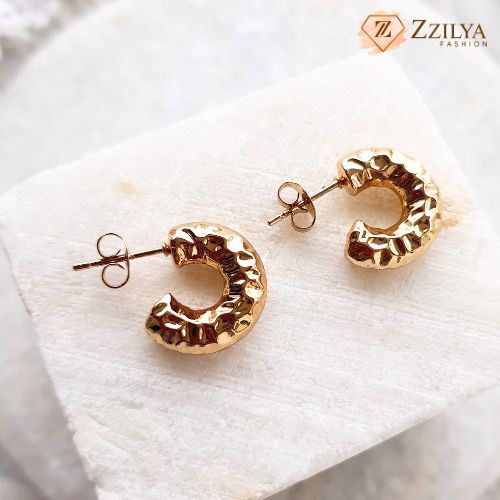 K-Pop Anti Tarnish Gold hoops earrings