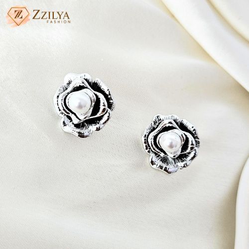 Floral pearl korean earrings for girls