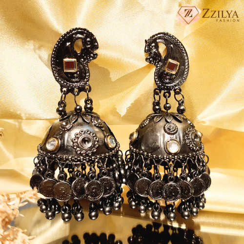 SparkleDrops Oxidized Jhumka