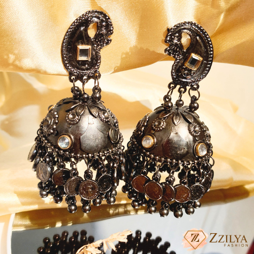 SparkleDrops Oxidized Jhumka