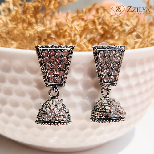 Shimmering Stone Jhumka Earrings