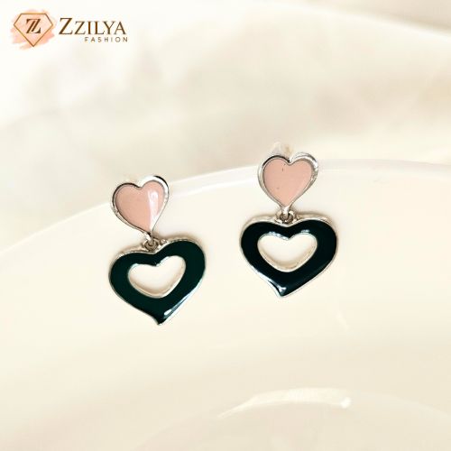 Heart drop korean earrings