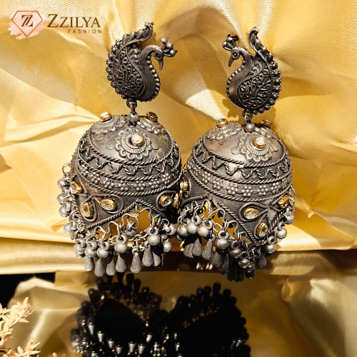 Tassel Whispers Oxidized Jhumka