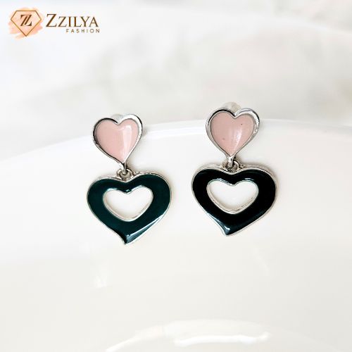 Heart drop korean earrings