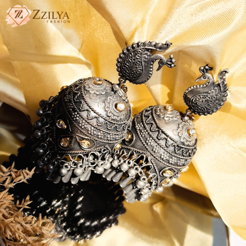 Tassel Whispers Oxidized Jhumka