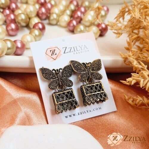 Butterfly Jhumka Earrings - Oxidised Earrings for girls